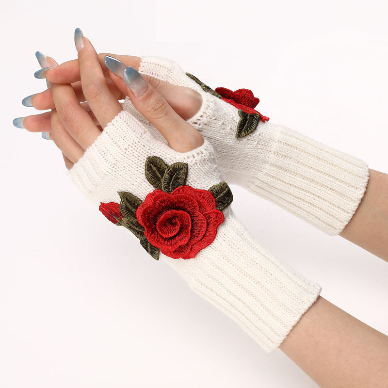 Warme Handschuhe Mit Blumendruck