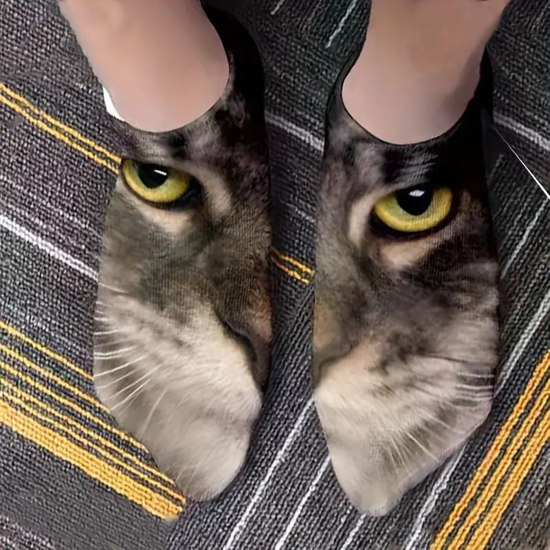 Socken Mit Kreativem Katzenmuster