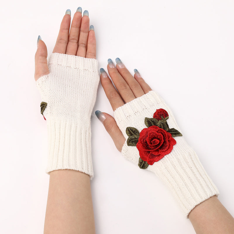Warme Handschuhe Mit Blumendruck
