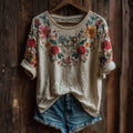 Vintage-T-Shirt Mit Blumendruck