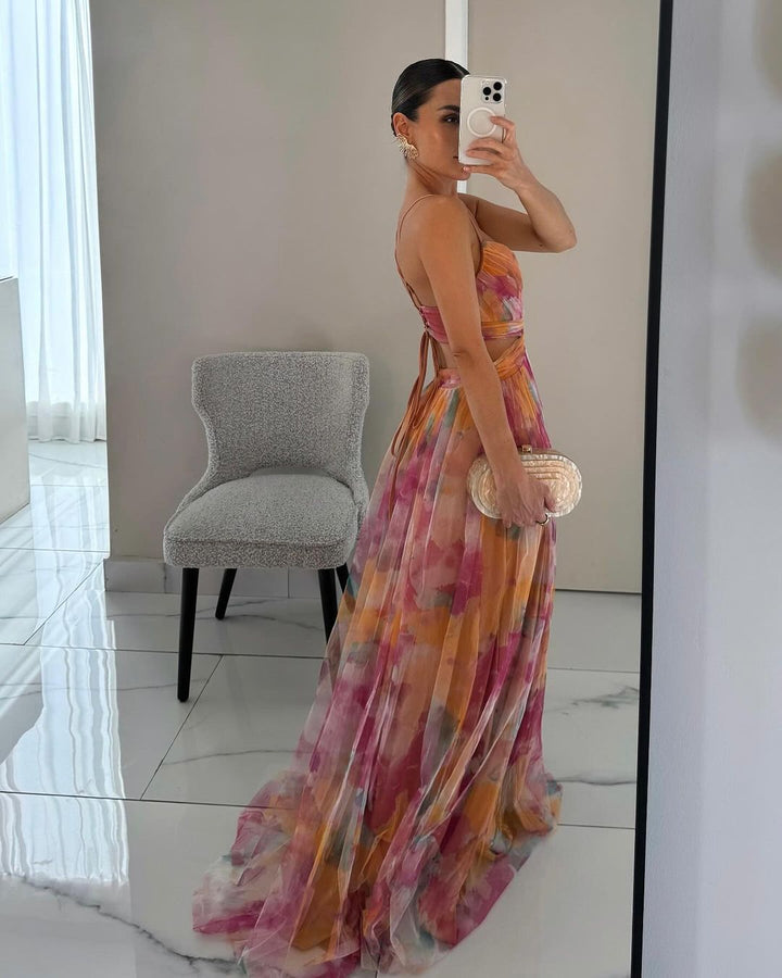 Giselle | Encantador vestido maxi con estampado floral