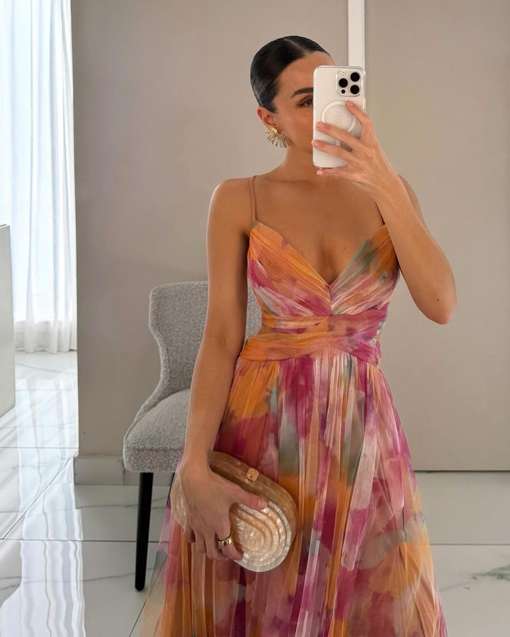 Giselle | Encantador vestido maxi con estampado floral