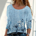 【Lange Ärmel】Vintage-T-Shirt Mit Blumendruck