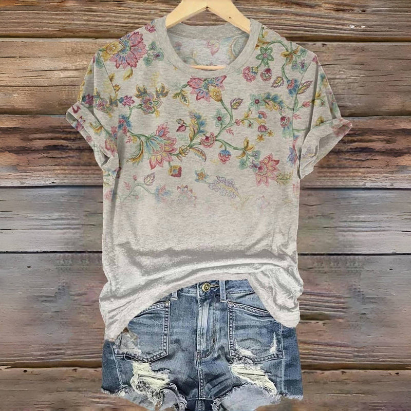 Vintage-T-Shirt Mit Blumendruck
