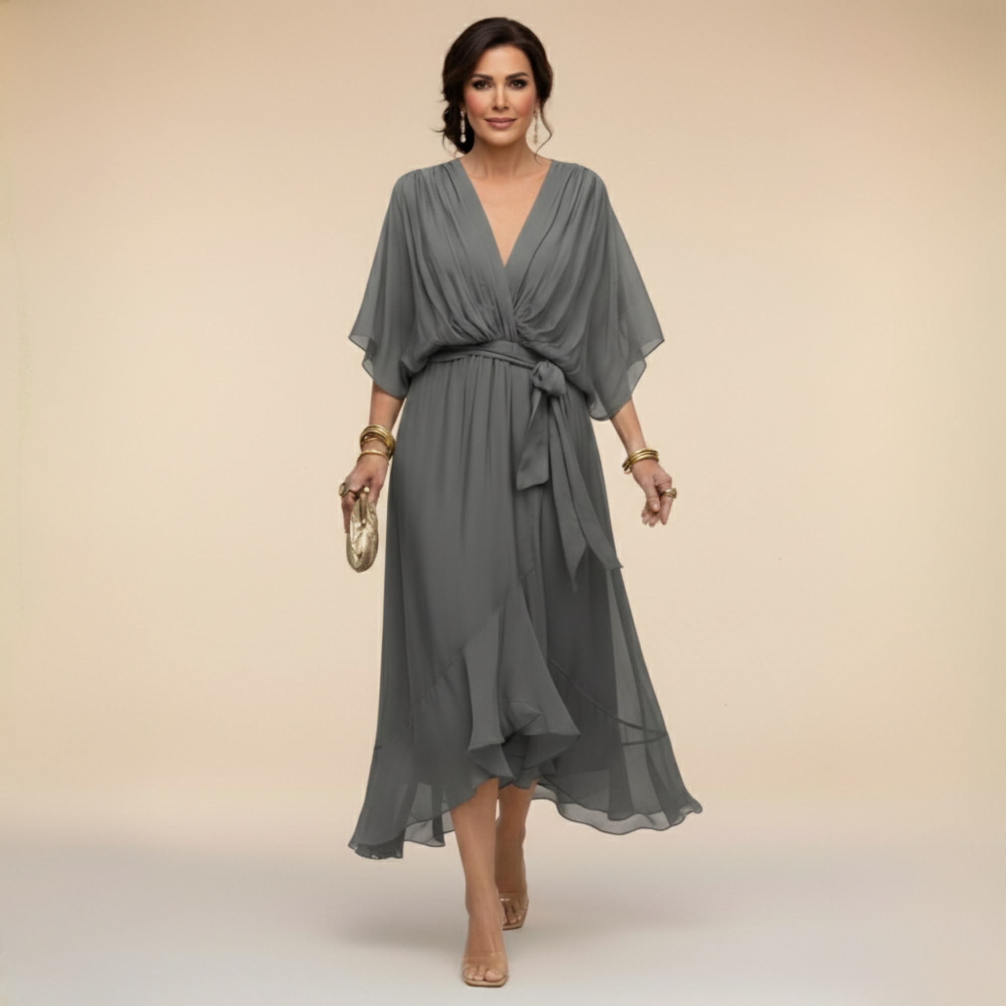 Marta | vestido de gasa con escote en v
