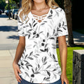 Lässige Bluse Mit Blattmuster
