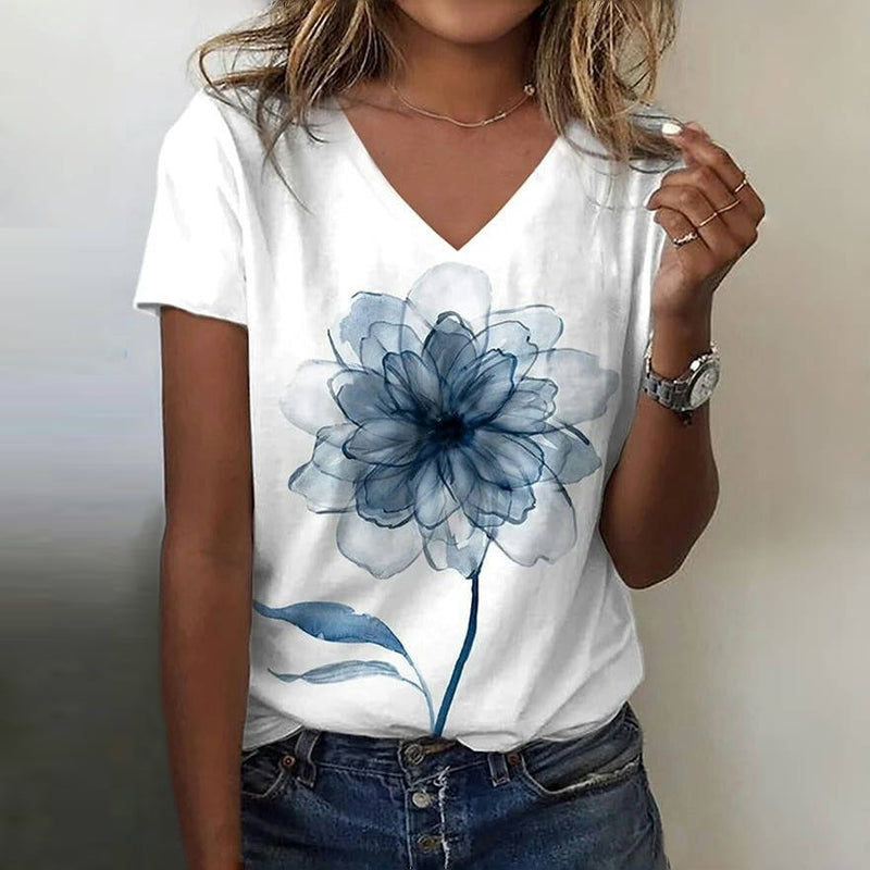 T-Shirt Mit Vintage-Blumendruck