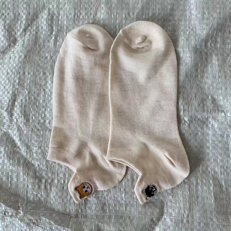 Lässige Socken Mit Katzenstickerei