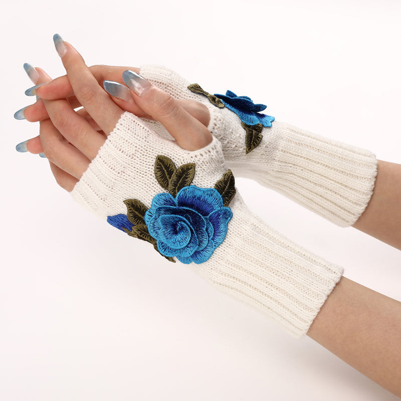 Warme Handschuhe Mit Blumendruck