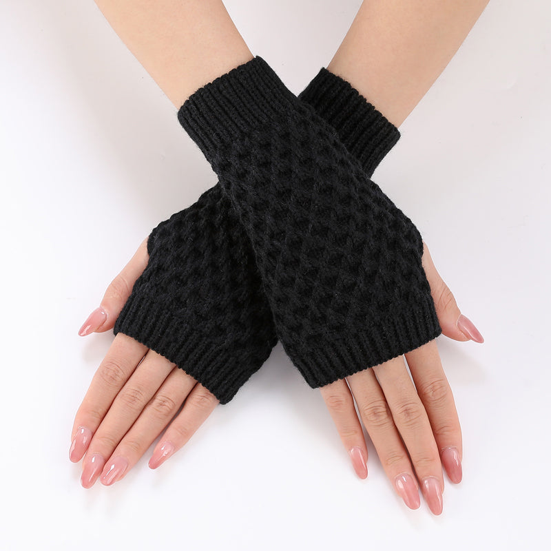 Einfarbige Strickhandschuhe