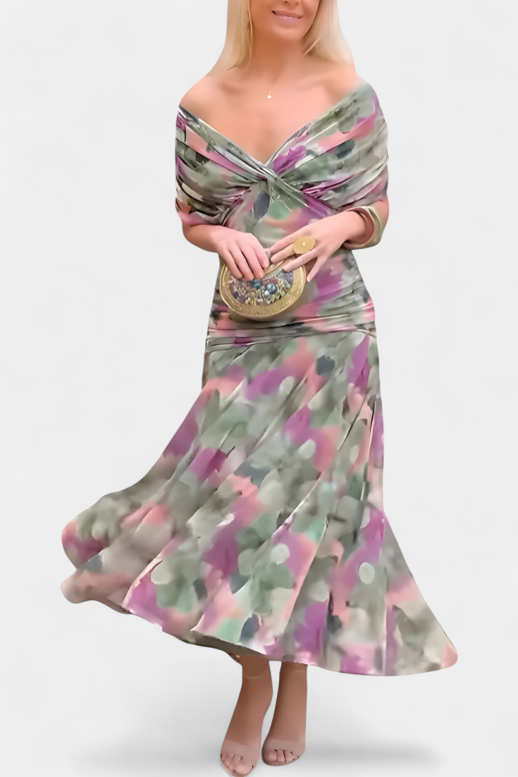 Florendra | Vestido largo floral con escote en V