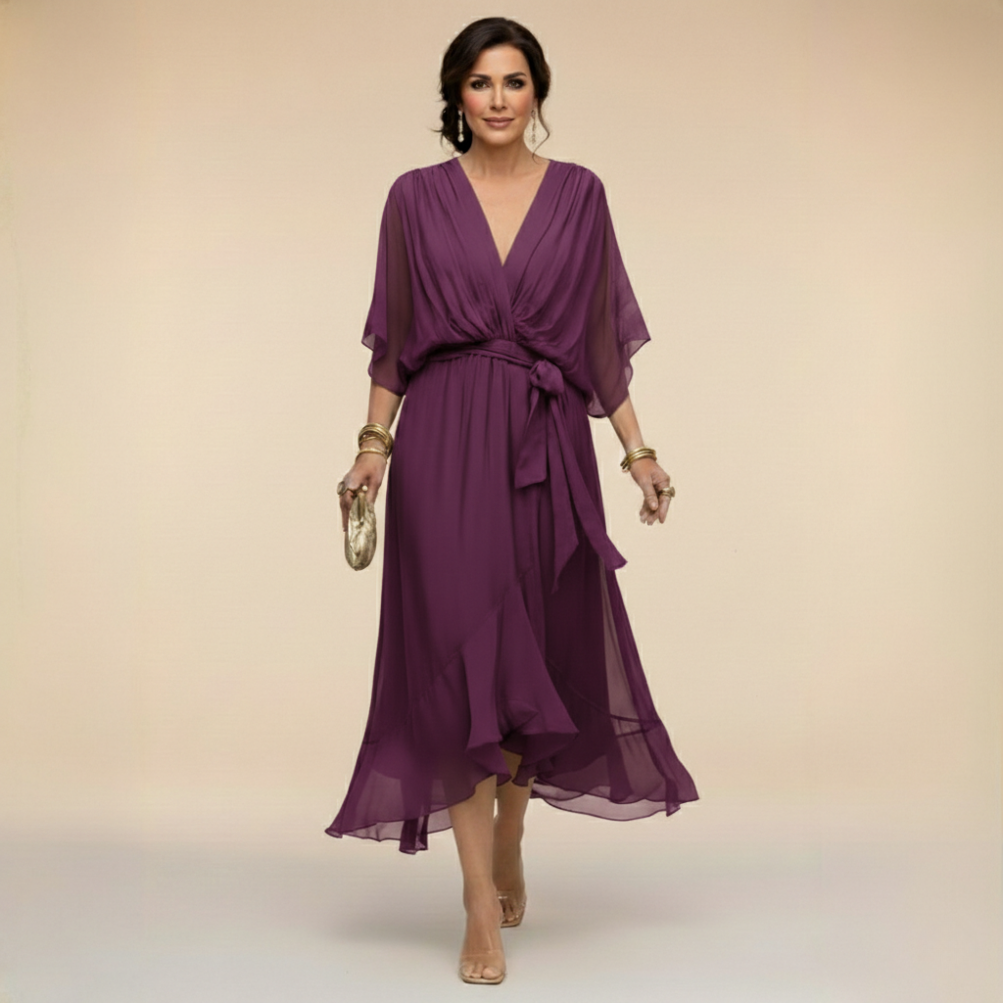 Marta | vestido de gasa con escote en v