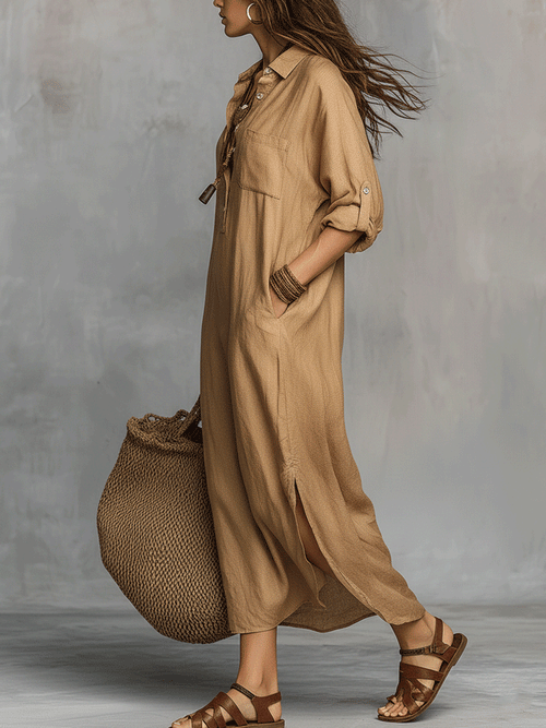 Abito Casual con Bottoni dal Fascino Boho