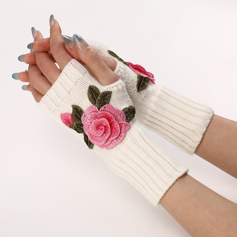 Warme Handschuhe Mit Blumendruck