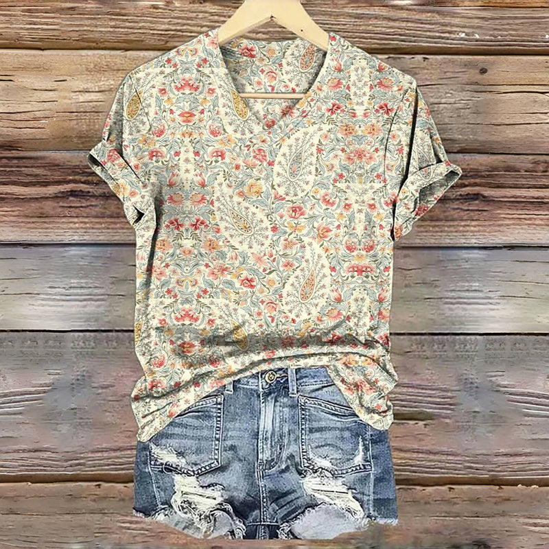 Vintage-T-Shirt Mit Blumendruck