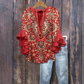 Vintage-Bluse Mit Blumendruck
