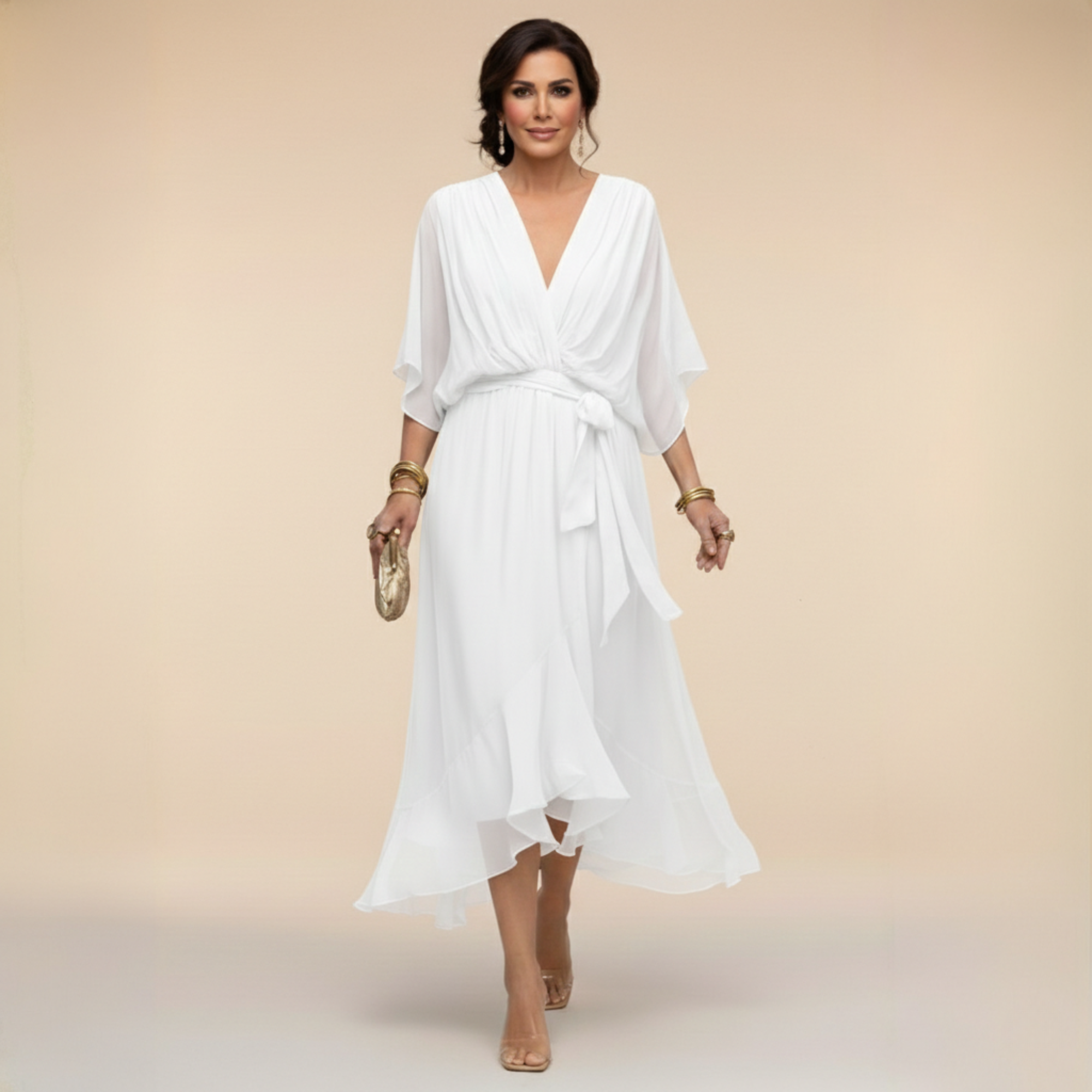 Marta | vestido de gasa con escote en v