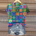 Buntes T-Shirt Mit Geometrischem Print