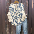 Vintage-Bluse Mit Blumendruck