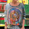 Vintage-T-Shirt Mit Abstraktem Aufdruck