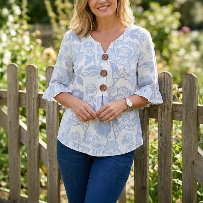 Vintage-Bluse Mit Blumenmuster