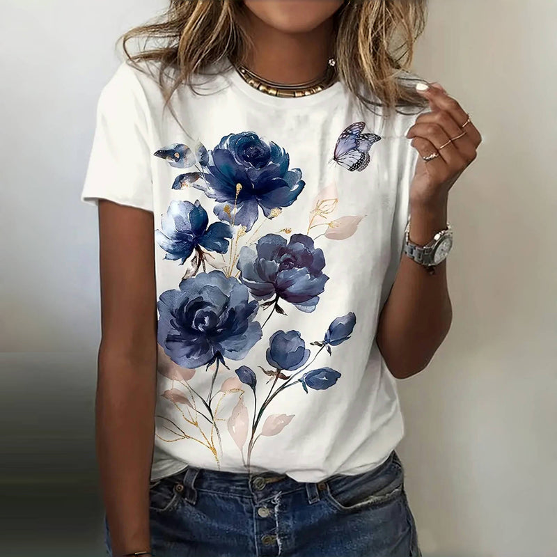 Vintage-T-Shirt Mit Blumendruck