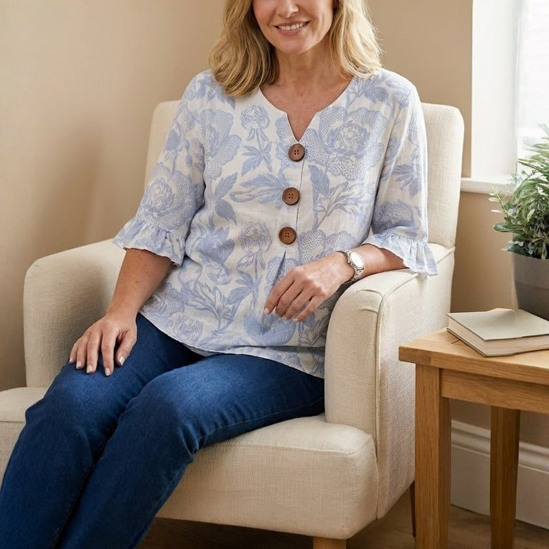 Vintage-Bluse Mit Blumenmuster