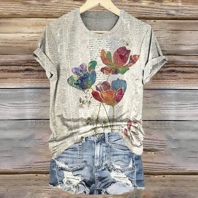 Vintage-T-Shirt Mit Blumendruck