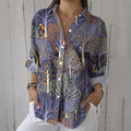 【Lange Ärmel】Bluse Mit Vintage-Baummuster