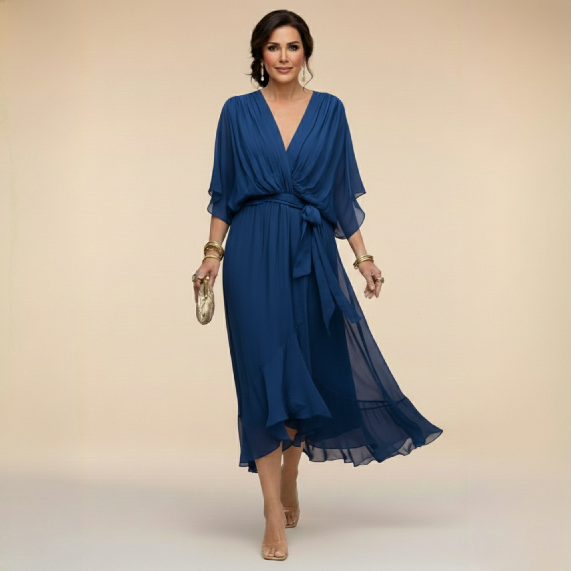 Marta | vestido de gasa con escote en v