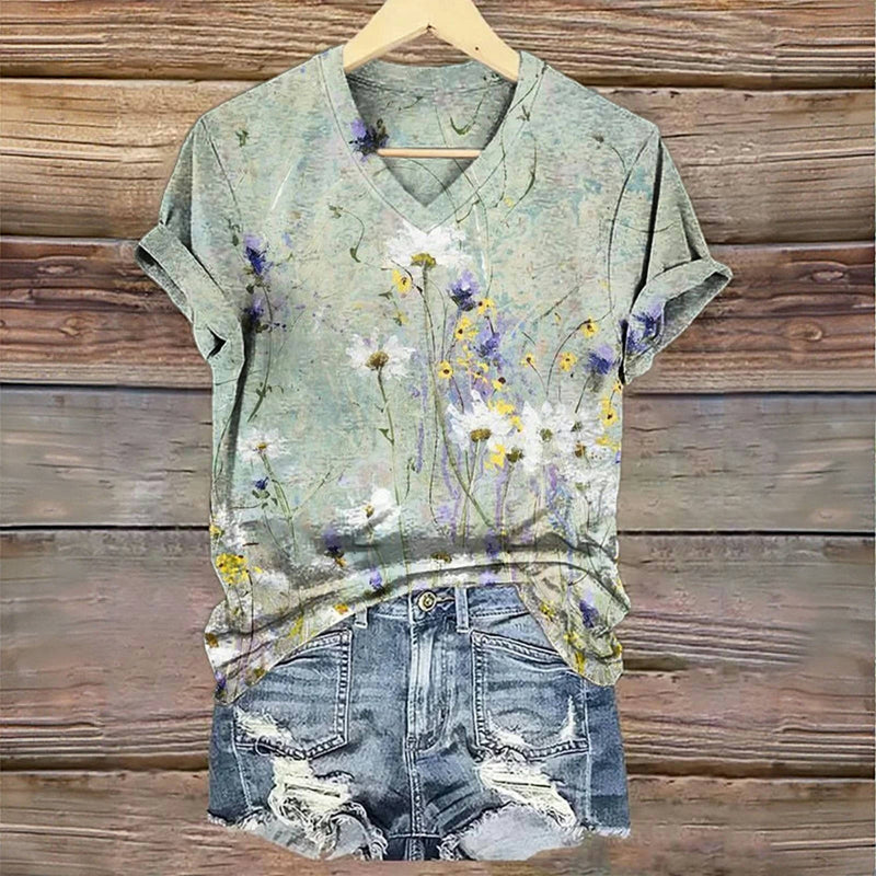 Vintage-T-Shirt Mit Blumendruck