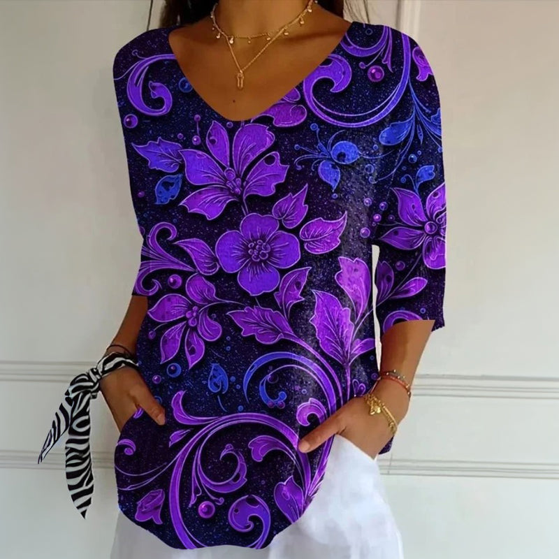 Vintage-T-Shirt Mit Blumendruck