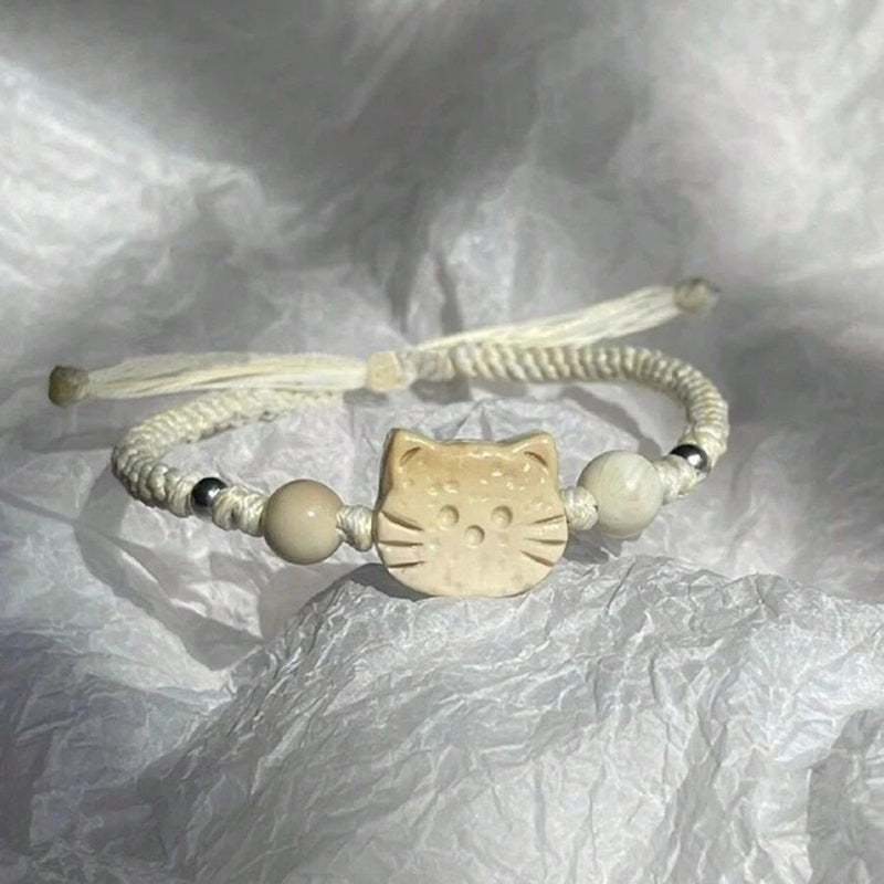 Geflochtenes Armband Mit Cartoon-Katze