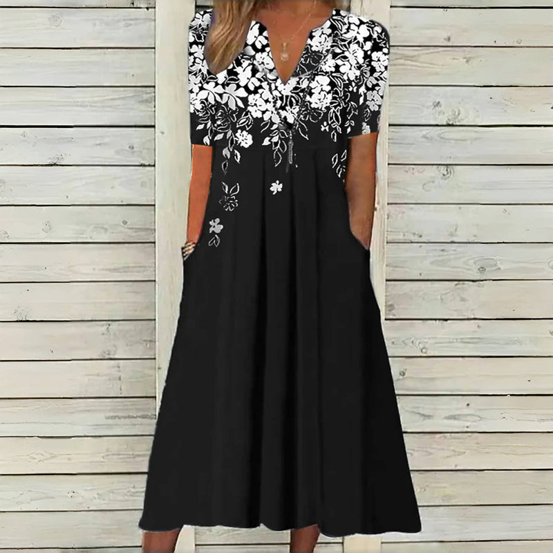 Vintage-Kleid Mit Blumendruck