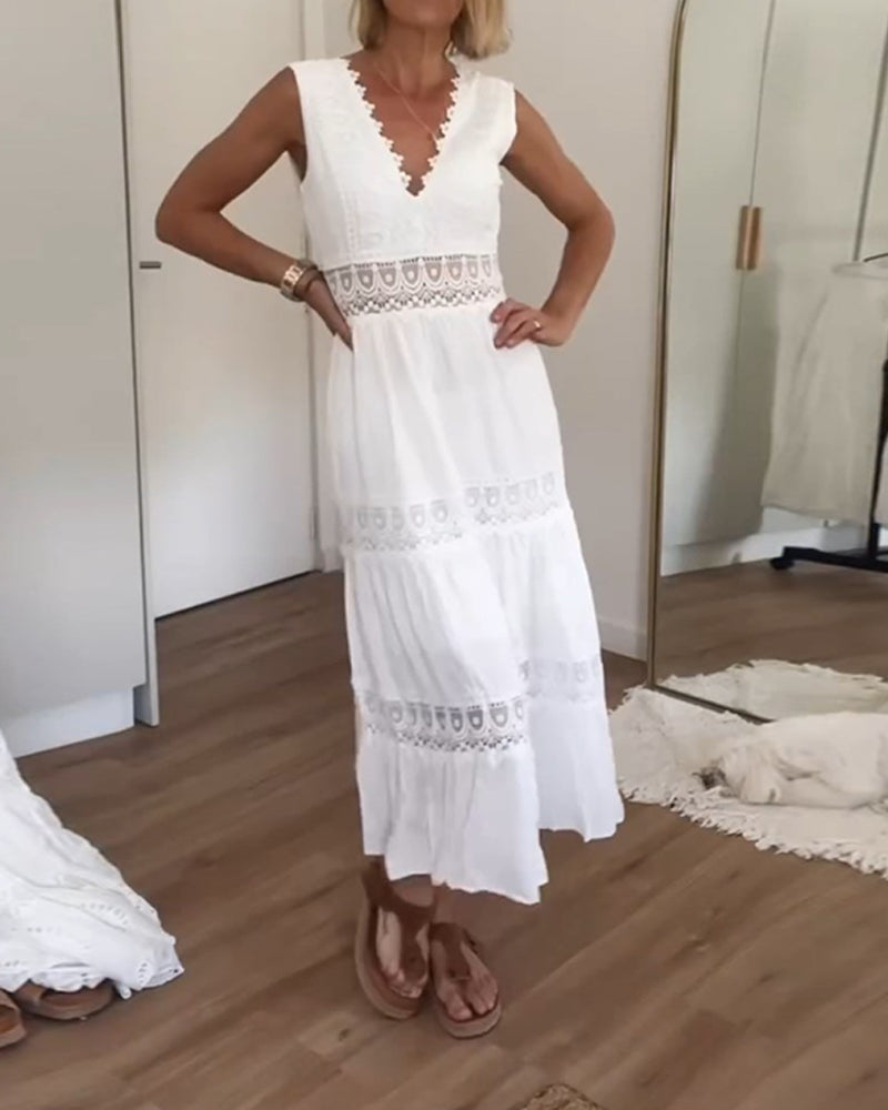 María | Vestido Elegante de Encaje con Escote en V