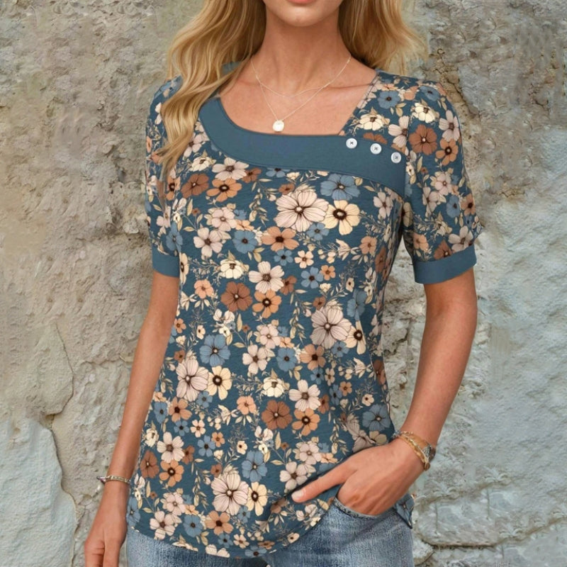 Vintage Bluse Mit Blumendruck