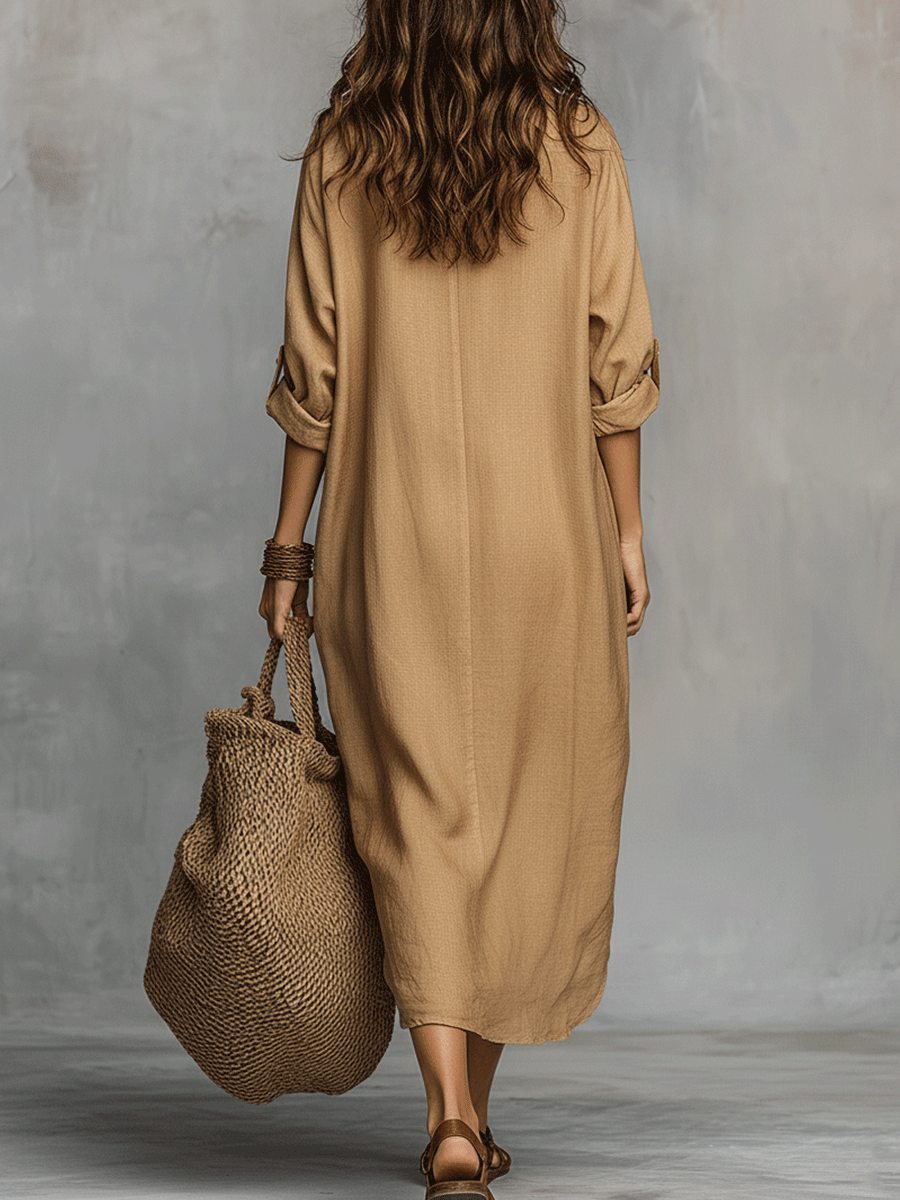 Abito Casual con Bottoni dal Fascino Boho