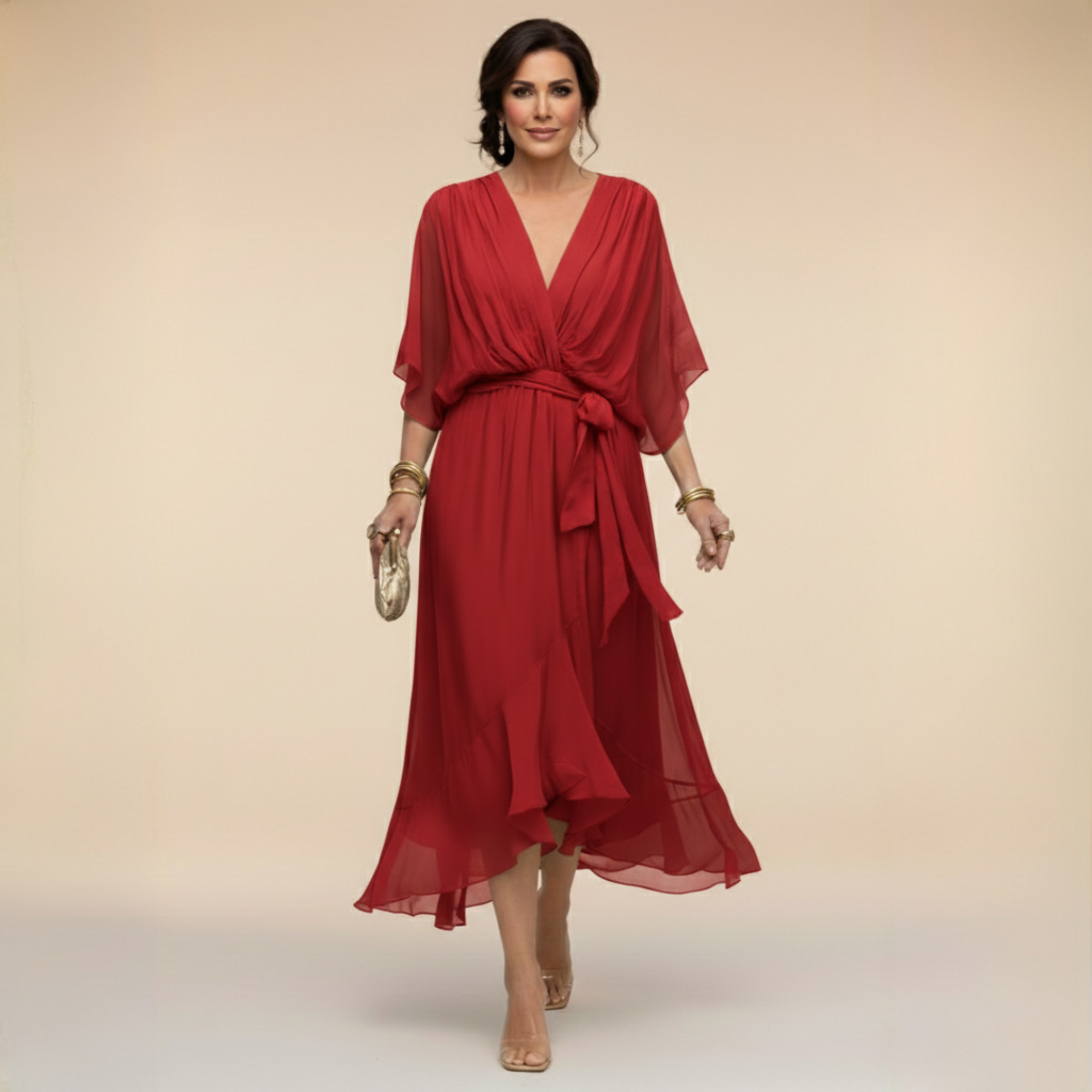 Marta | vestido de gasa con escote en v