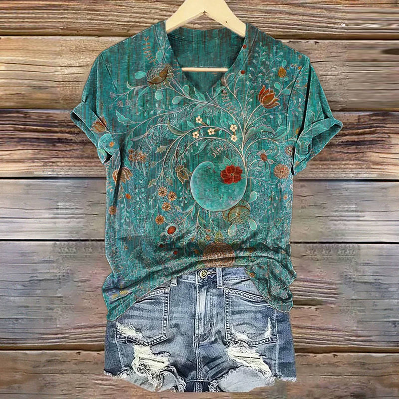 Vintage-T-Shirt Mit Blumendruck