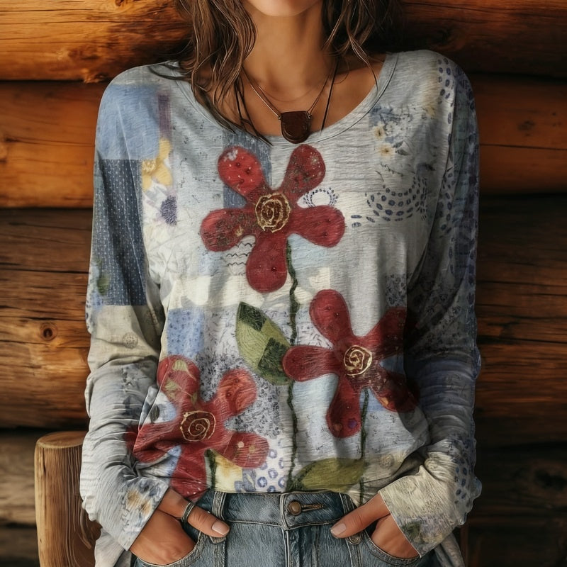 Vintage-T-Shirt Mit Blumendruck
