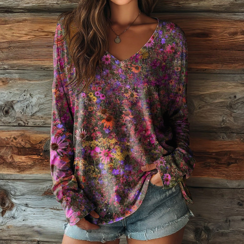 Vintage-T-Shirt Mit Blumendruck