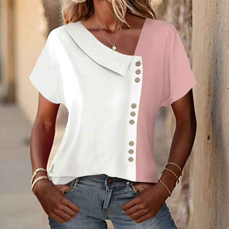 Lässige Bluse Mit Farbblock