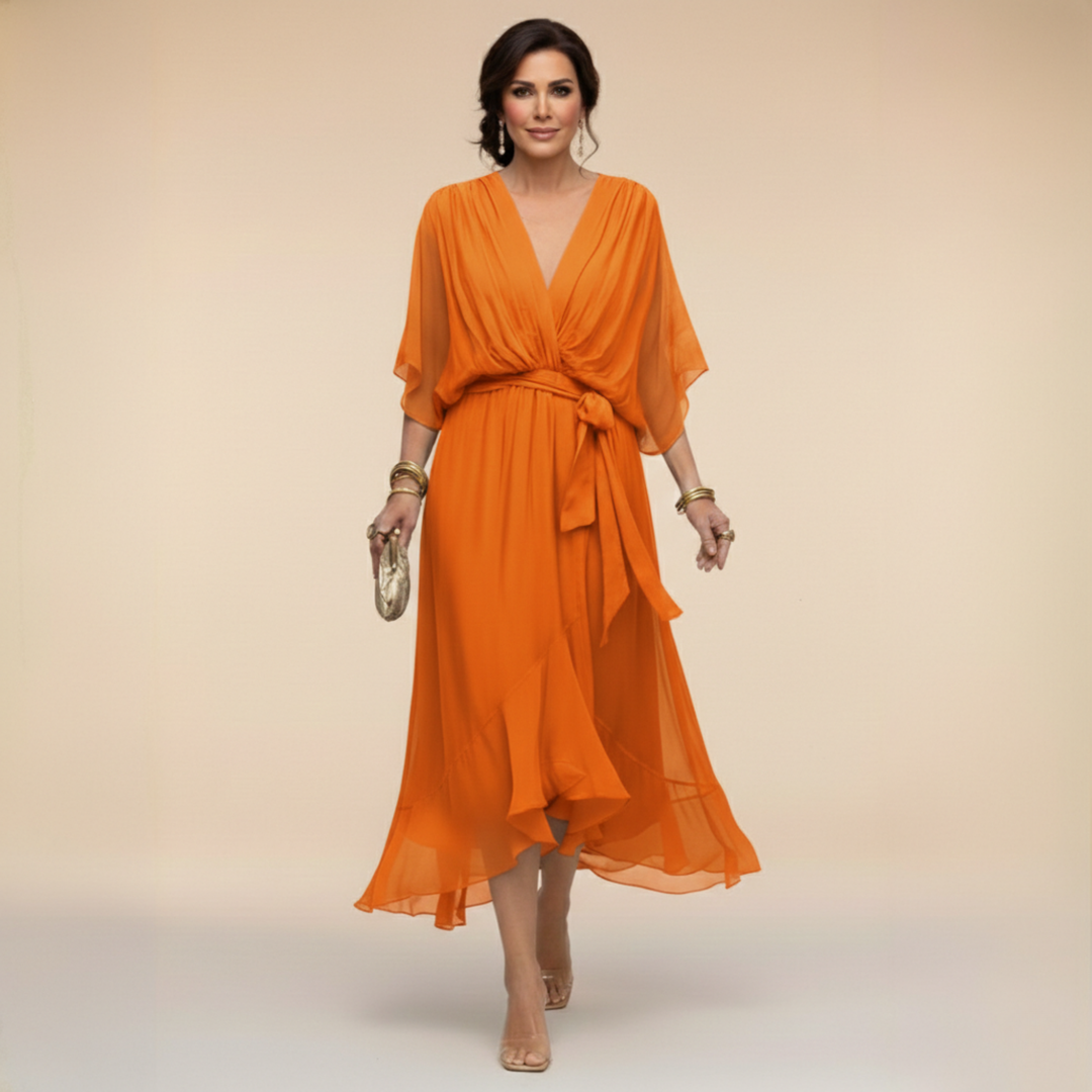 Marta | vestido de gasa con escote en v
