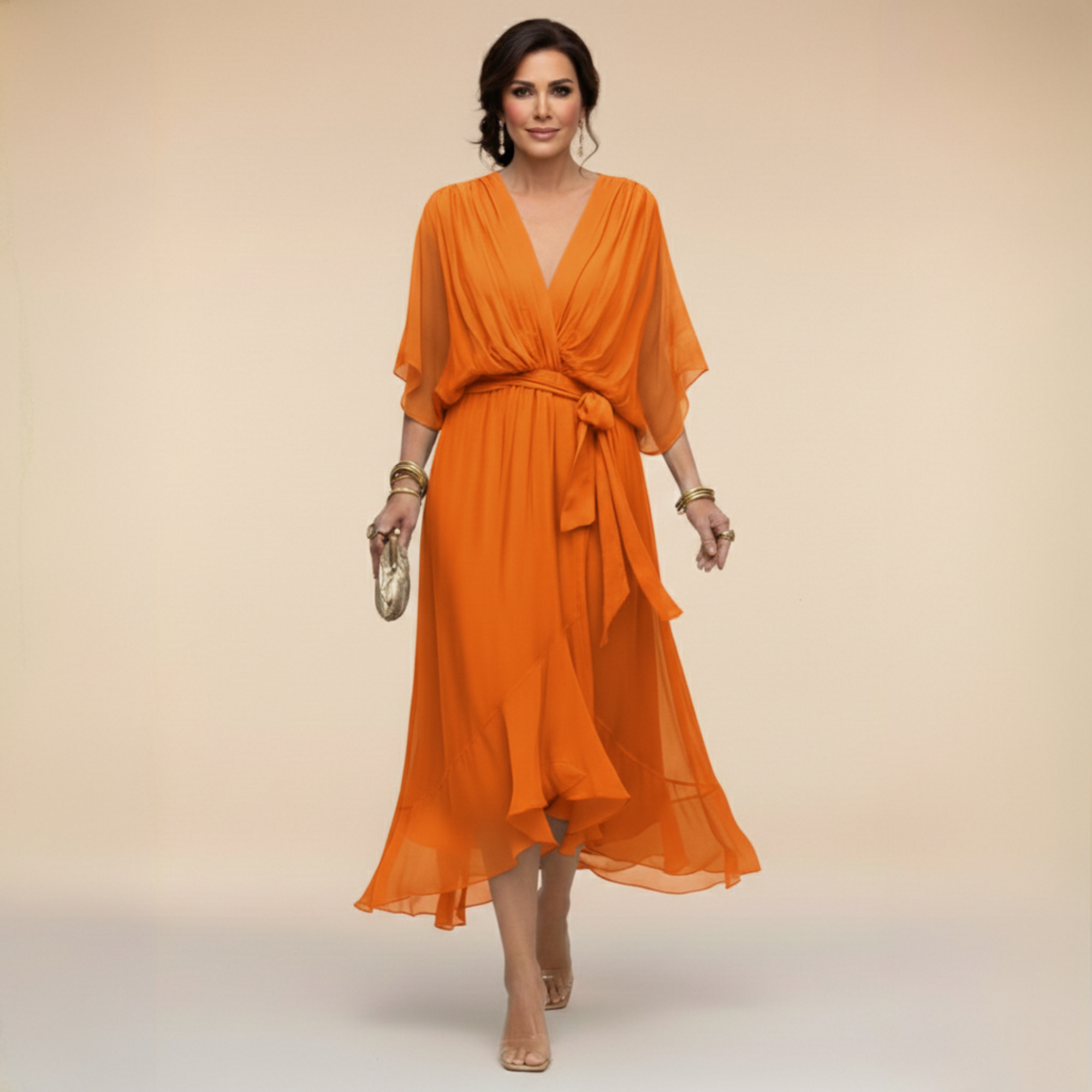 Marta | vestido de gasa con escote en v