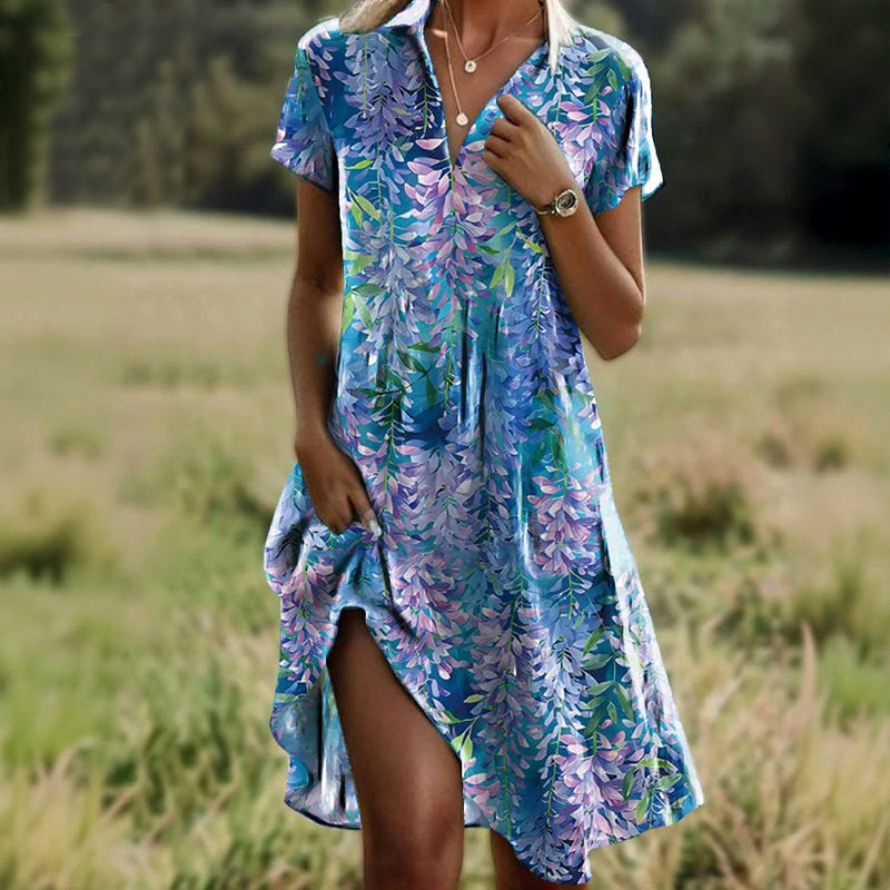 Vintage-Kleid Mit Blätterprint