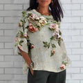 Vintage-Bluse Mit Blumendruck