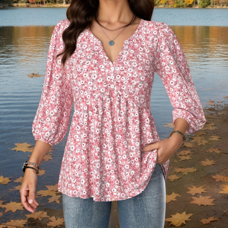 Vintage Bluse Mit Blumendruck