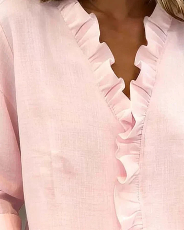 Susana | Blusa con Volantes y Escote en V