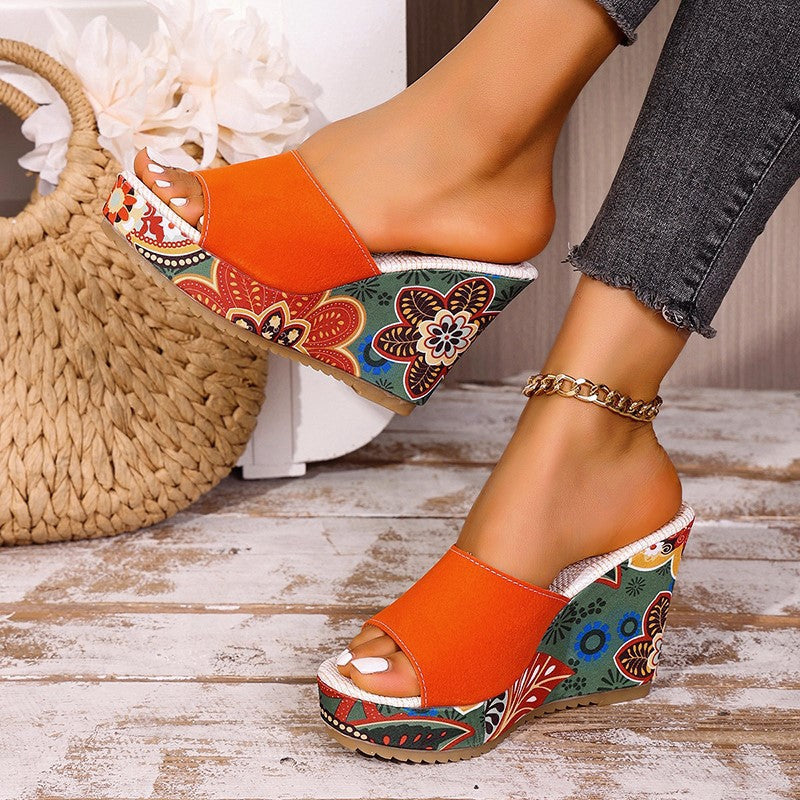 Tina Duval | Sandali Boho in Velluto con Zeppa
