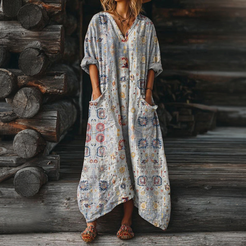 【Lange Ärmel】Lässiges Vintage-Kleid